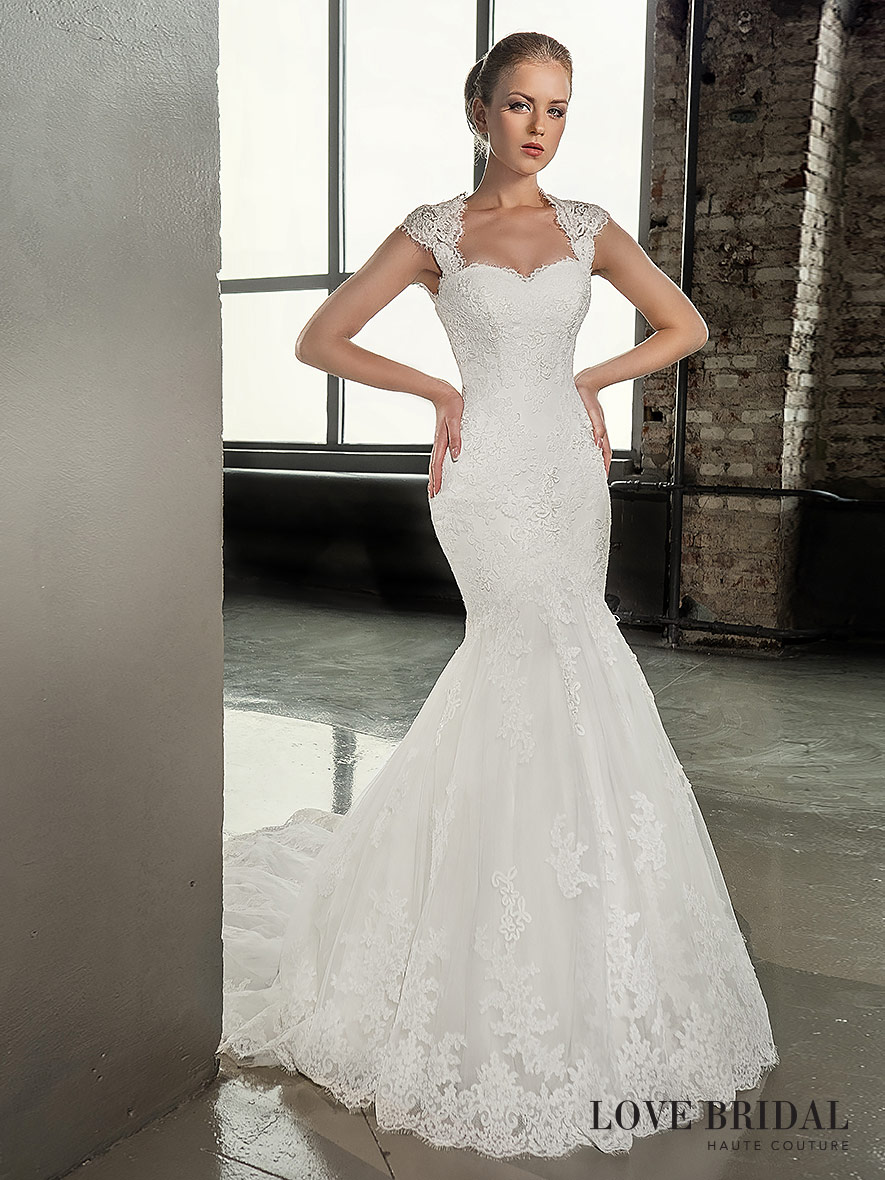 Купить кружевное свадебное платье русалка Love Bridal со шлейфом